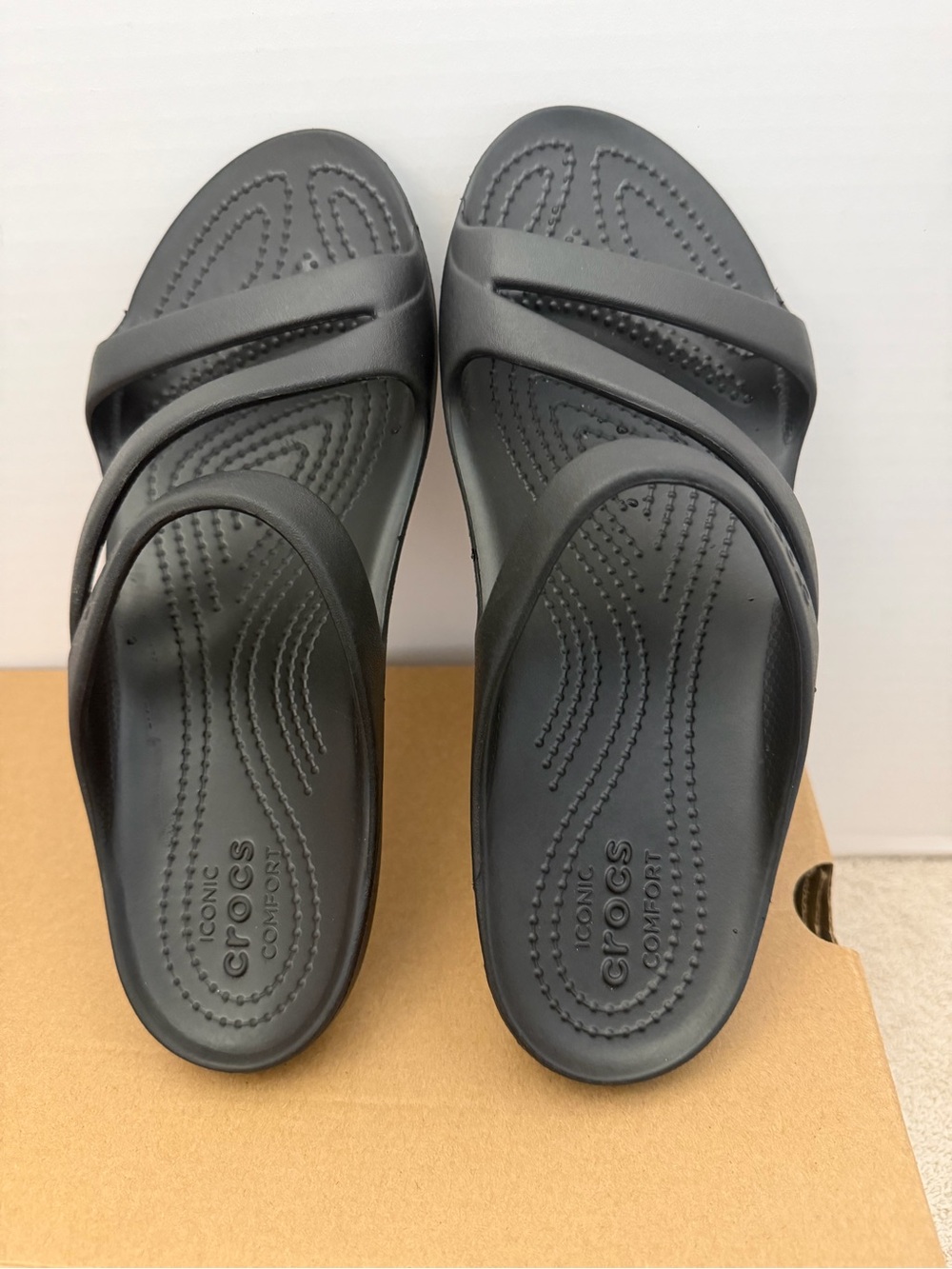 CROCS Black Women's Dual-Strap Slide Sandals - Picture 4 of 4